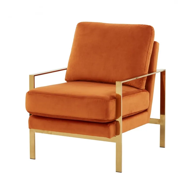 Stylish Orange And Gold Accent Chair By Homeroots Reduced Price