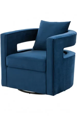 Fast Shipping Stylish Blue Velvet Swivel Chair By Homeroots