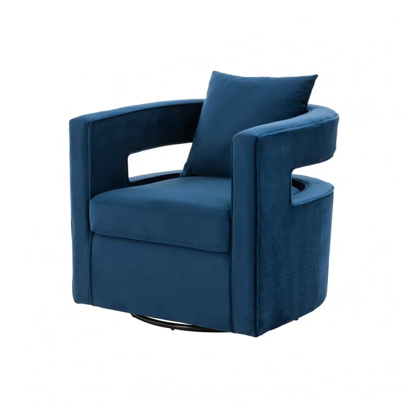Fast Shipping Stylish Blue Velvet Swivel Chair By Homeroots