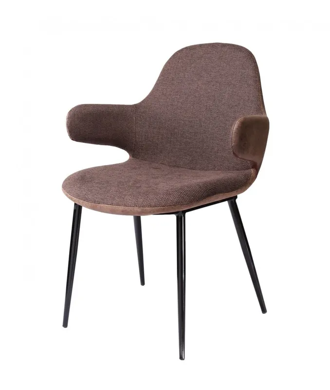 33" Stylish Brown Fabric and Faux Leather Accent Chair By Homeroots Viral