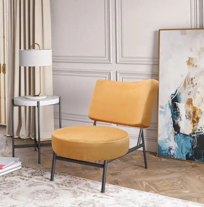 New Arrival 32" Orange Contemporary Rectangle and Circle Accent Chair By Homeroots