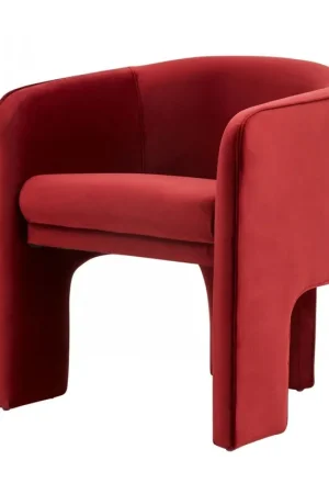 28" Contemporary Dark Burnt Orange Velvet Three Legged Chair By Homero While Supplies Last