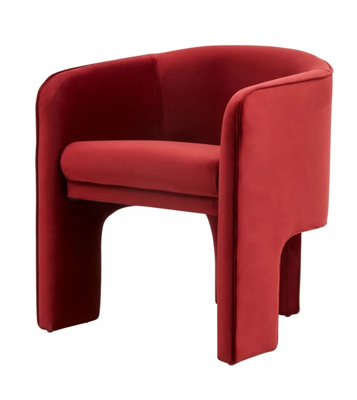 28" Contemporary Dark Burnt Orange Velvet Three Legged Chair By Homero While Supplies Last