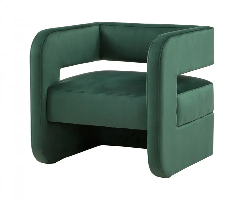 Warranty Included Modern Green Velvet U Shaped Chair By Homeroots