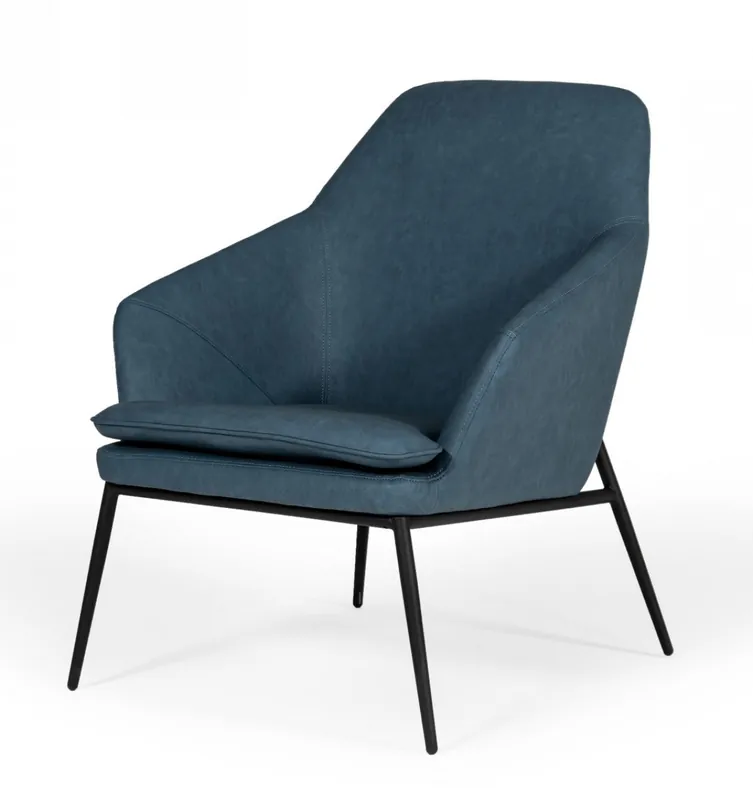 35" Dark Teal Faux Leather and Black Metal Modern Armchair By Homeroot Limited Time