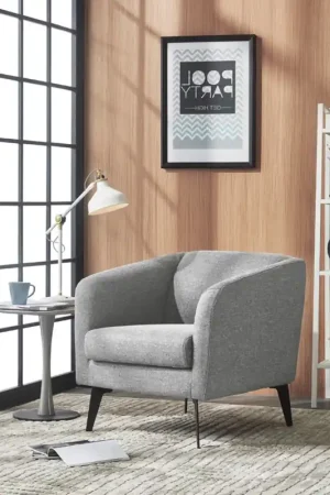 30" Contemporary Light Grey Fabric Curved Arm Accent Chair By Homeroot Discount