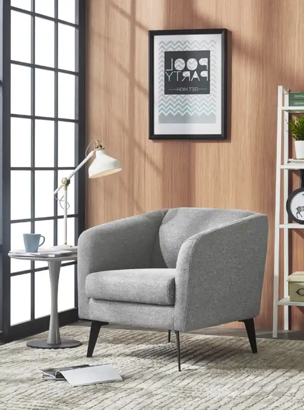 30" Contemporary Light Grey Fabric Curved Arm Accent Chair By Homeroot Discount