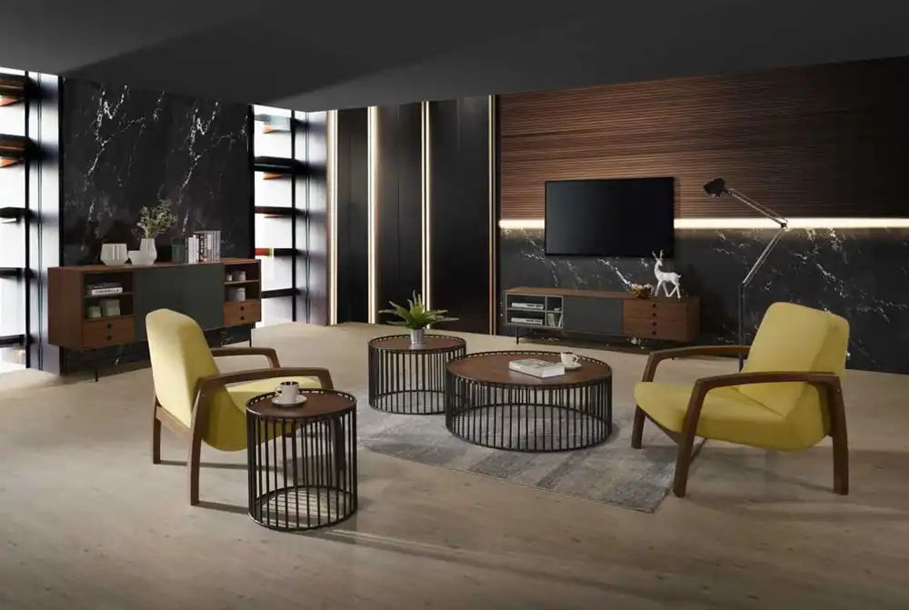 31" Gold and Walnut Retro Modern Wood Armchair By Homeroots Free Shipping