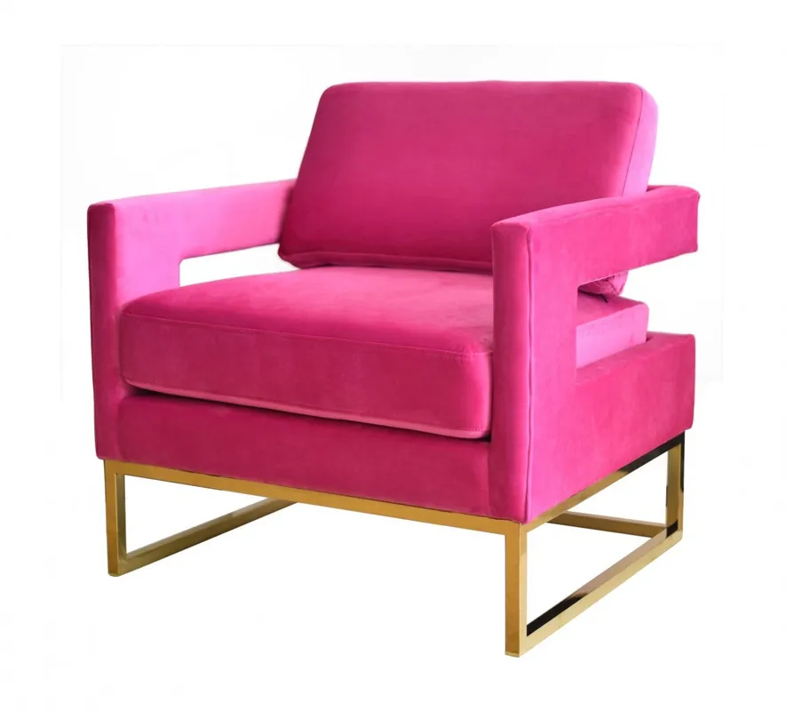 Stylish Pink Velvet And Gold Steel Chair By Homeroots Buy Online