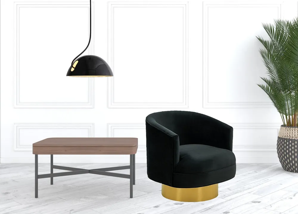 Modern Black and Gold Velvet Accent Chair By Homeroots Special Discount