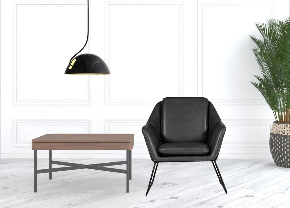 Best Price Industrial Grey Faux Leather And Black Accent Chair By Homeroots