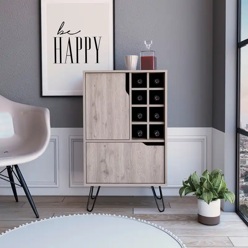 Instant Buy Light Gray Bar Cabinet with Two Door Panels By Homeroots
