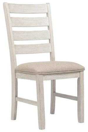 Fabric Dining Side Chair With Ladder Back, Set Of 2, White And Brown B Get Yours