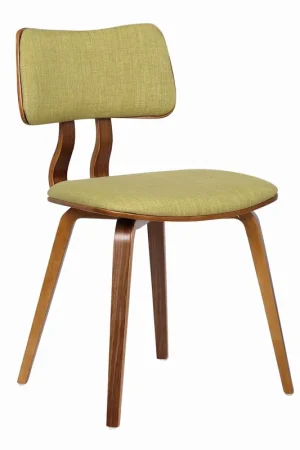 Seasonal Sale Fabric Upholstered Split Curved Back Wooden Dining Chair, Brown And Gr