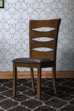 Special Discount Transitional Ladder Back Side Chair With Leatherette Seat, Set Of 2, B