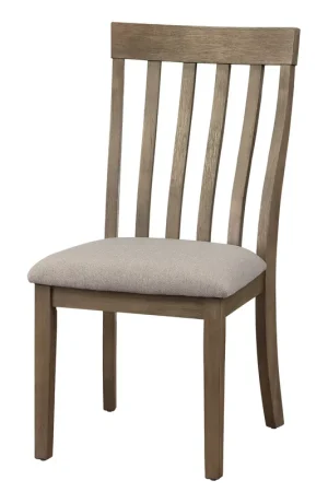 Vertical Slatted Curved Side Chair With Fabric Seat,Set Of 2,Brown And Secure Checkout
