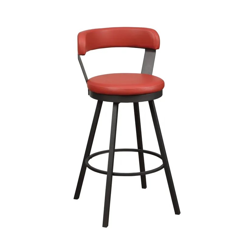 Leatherette Pub Chair With Curved Design Open Backrest, Set Of 2, Red Free Shipping