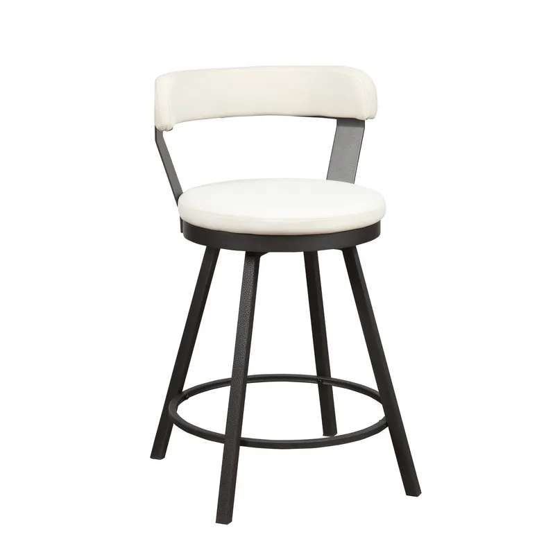 Bargain Leatherette Counter Height Chair With Metal Slanted Legs, Set Of 2, Wh