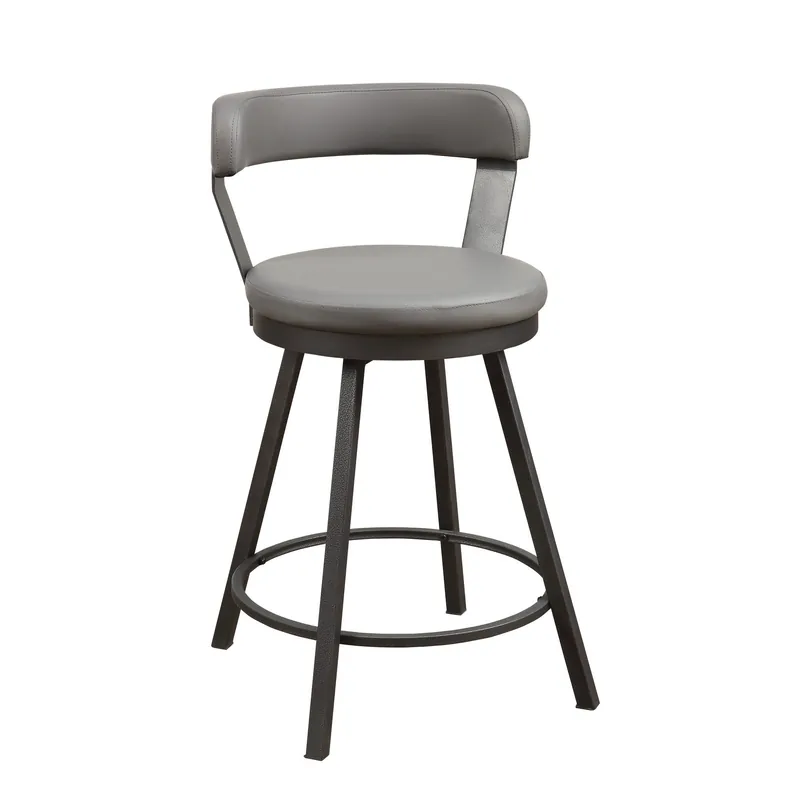 Professional Grade Leatherette Counter Height Chair With Metal Slanted Legs, Set Of 2, Gr