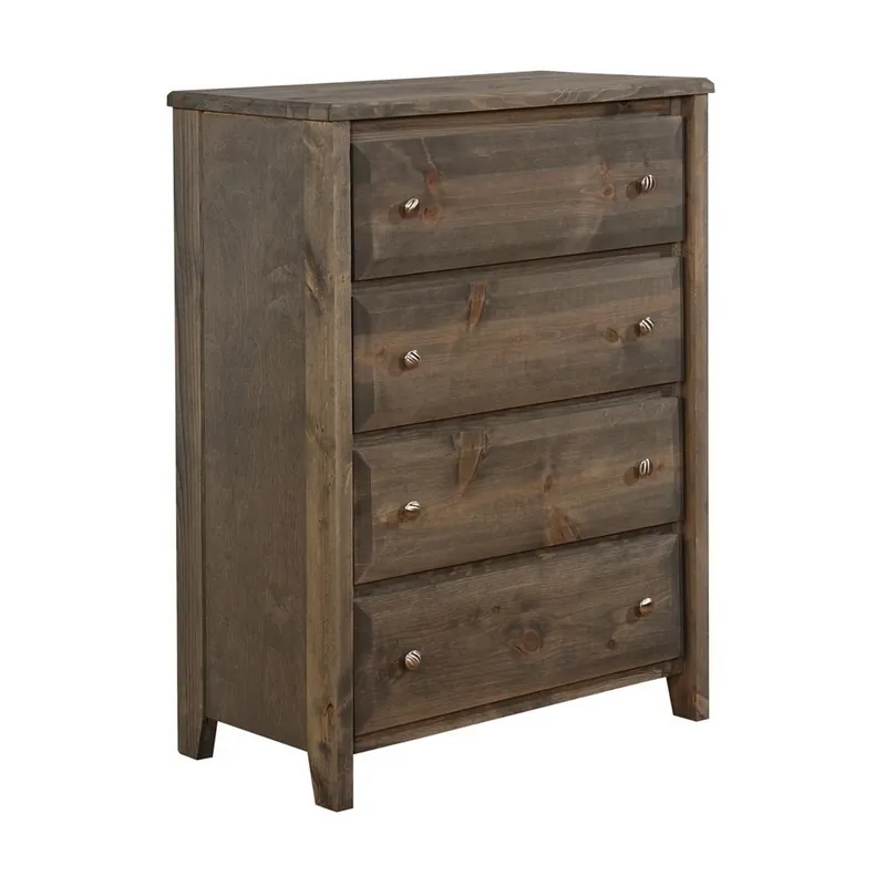 Special Discount Transitional Style Wooden Chest With 4 Drawer Setup And Tapered Legs,