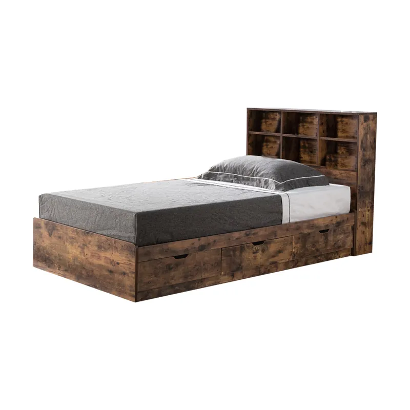 Buy Direct Wooden Frame 3 Drawers Twin Size Chest Bed, Distressed Brown By Benzar