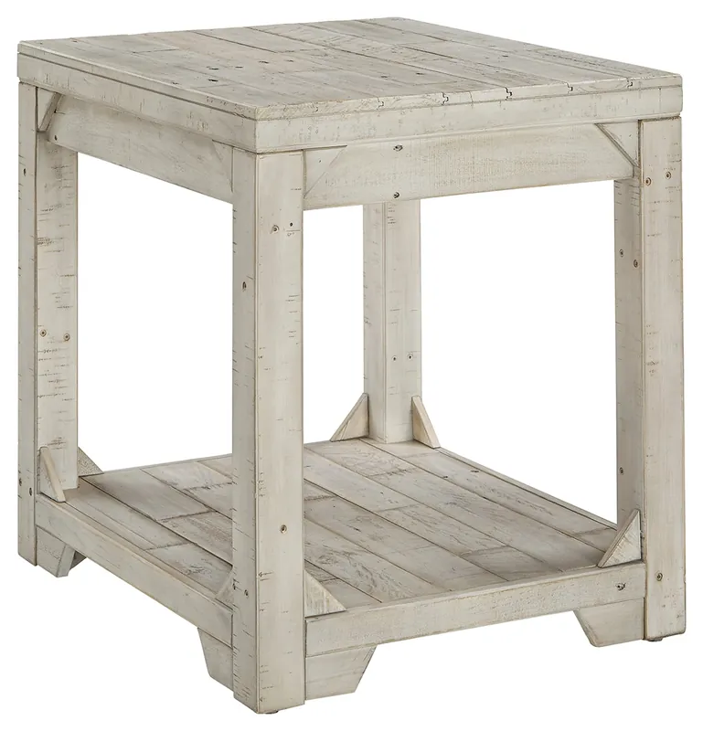 Farmhouse Style Wooden End Table With Plank Design Open Shelf, White B Holiday Sale
