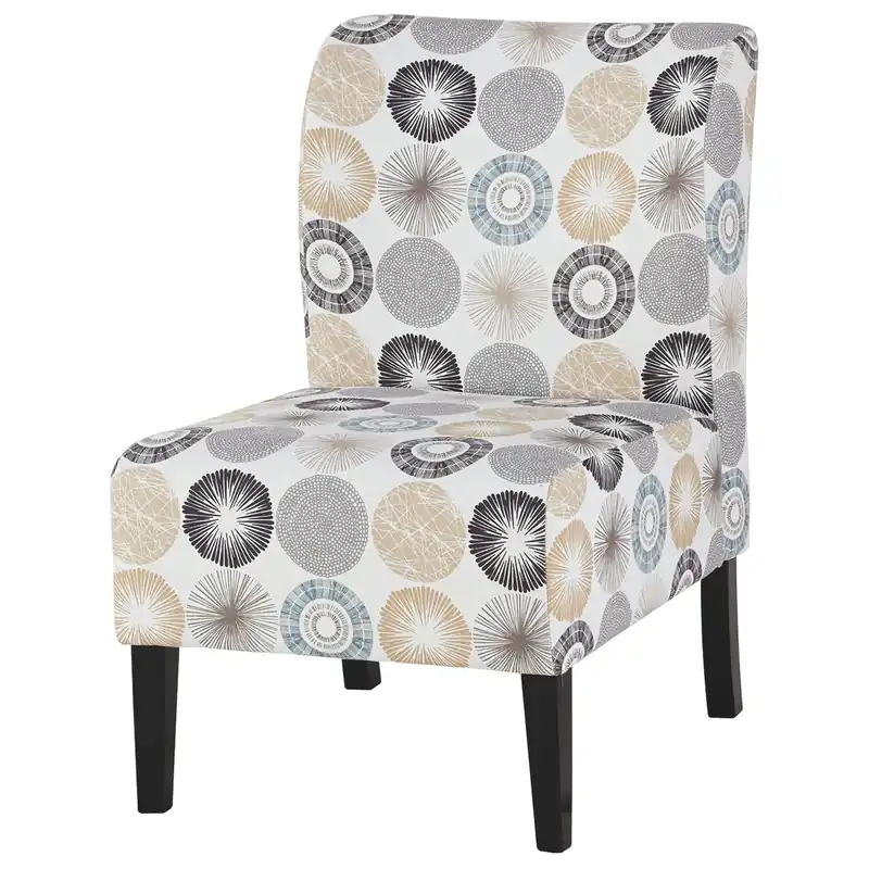 Wooden Armless Accent Chair With Fabric Upholstery, Multicolor By Benz Premium