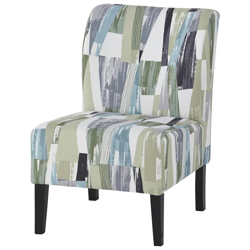 Wooden Armless Accent Chair With Patterned Fabric Upholstery, Multicol Cheap