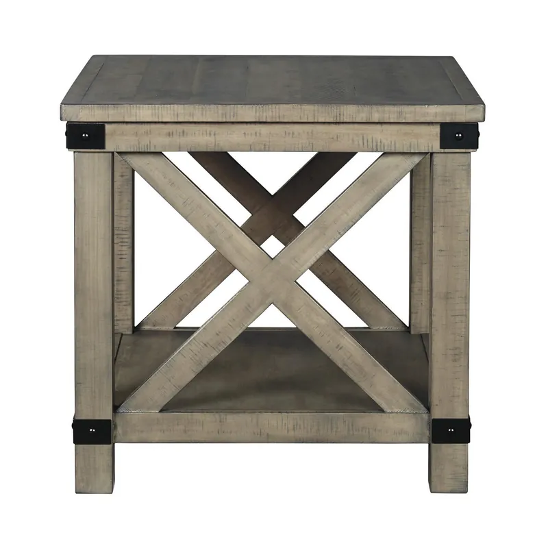 Farmhouse Style End Table With X Shaped Sides And Open Bottom Shelf, G Price Cut