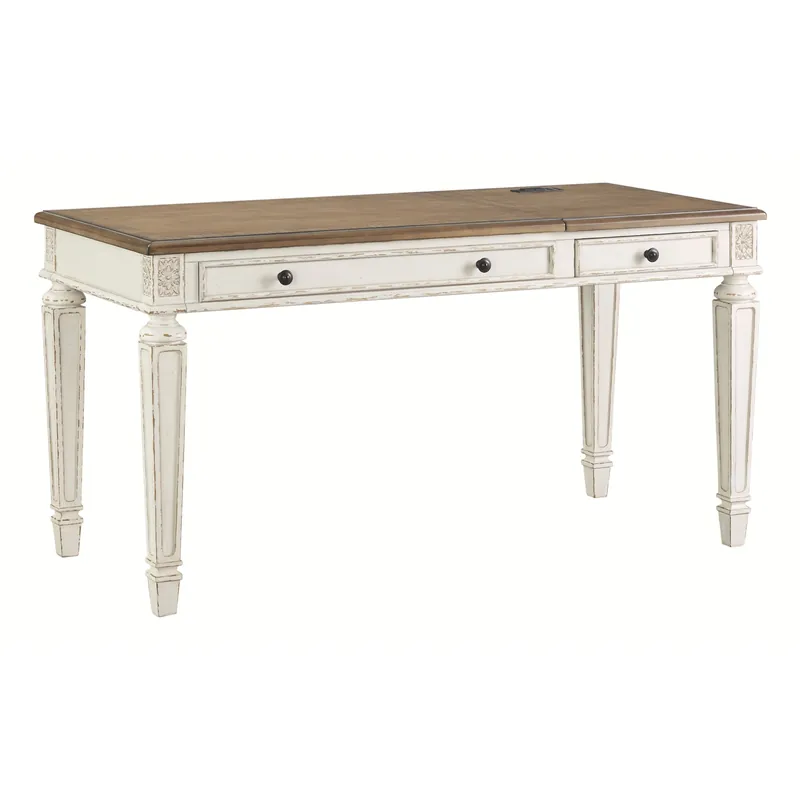 Exclusive Offer Wooden Lift Top Desk With Textured Finish And Drawers, Brown And White