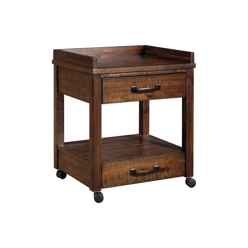 Grab Now 2 Drawers And 1 Open Compartment Wooden Printer Stand With Casters, Br