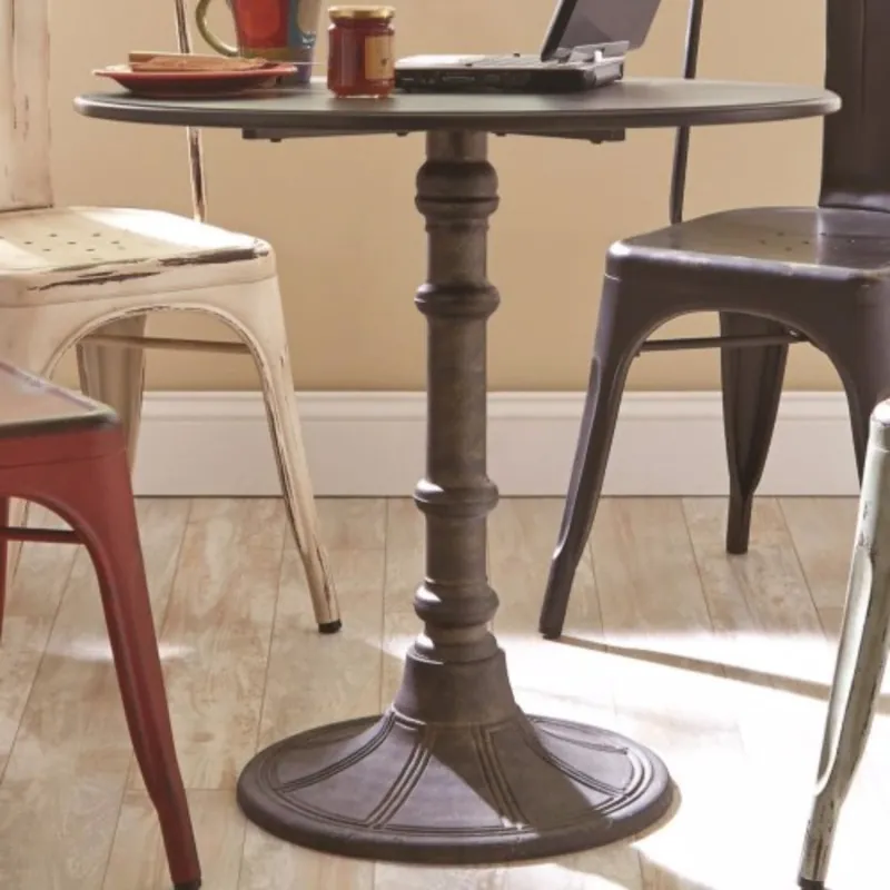 Direct From Manufacturer Round Transitional Mdf And Metal Bistro Dining Table, Bronze By Benzar