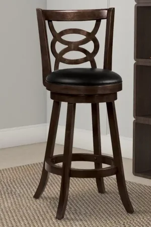 29" Swivel Bar Stool With Upholstered Seat, Black And Brown ,Set Of 2 Latest