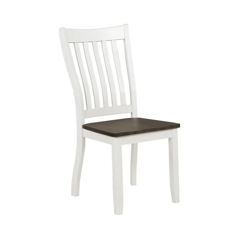 Express Delivery Farmhouse Wooden Dining Chair With Slatted Back Set Of 2 White And Bro