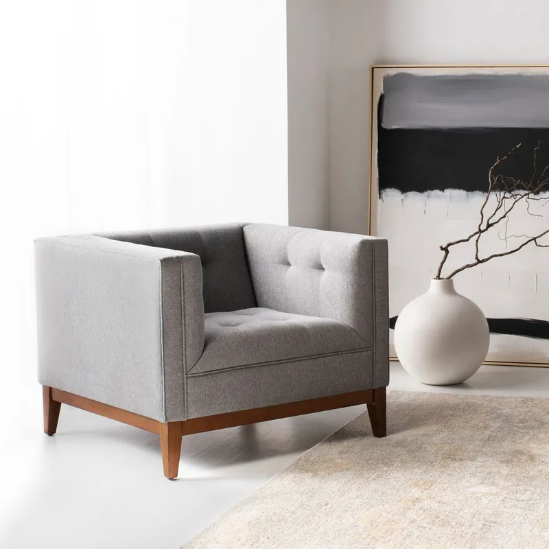 Hassle-Free Returns Safavieh Garnet Linen Tufted Arm Chair