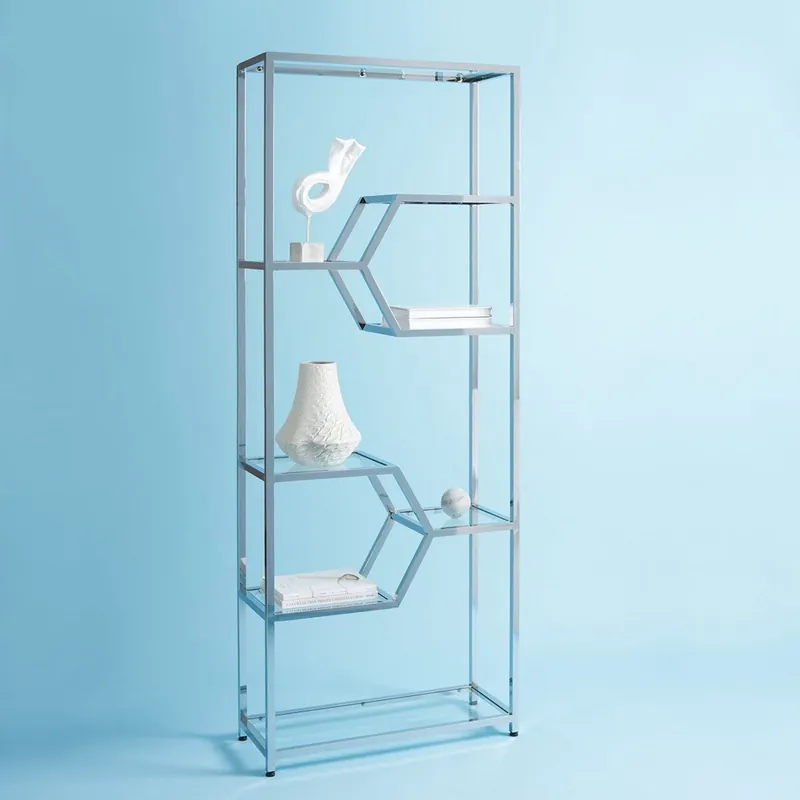 Safavieh Benoit Chrome Bookcase Next Day Delivery