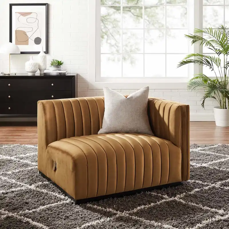 Best Price Conjure Channel Tufted Performance Velvet Right-Arm Chair By Modway -