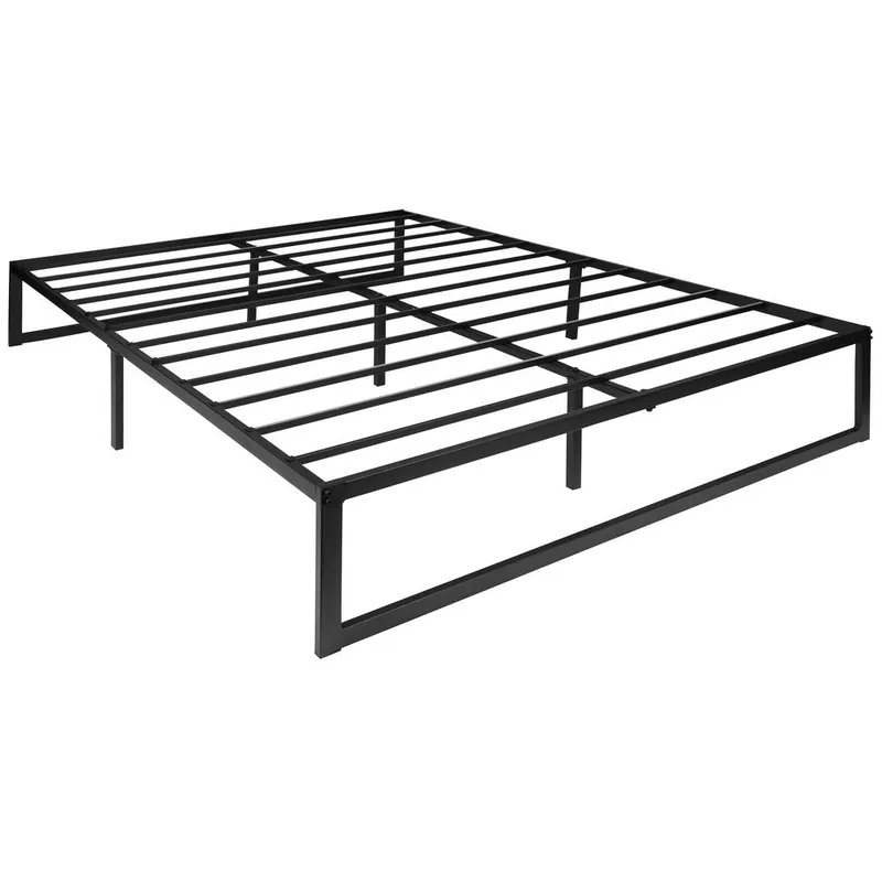 Universal 14 Inch Metal Platform Bed Frame - No Box Spring Needed W/ Steel Slat Support And Quick Lock Functionality - Queen By Flash Furniture - Black While Supplies Last