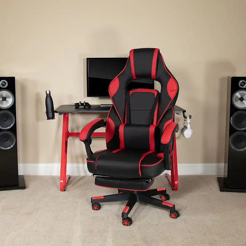 X40 Gaming Chair Racing Ergonomic Computer Chair With Fully Reclining Back/Arms, Slide-Out Footrest, Massaging Lumbar - Red By Flash Furniture - Red Budget
