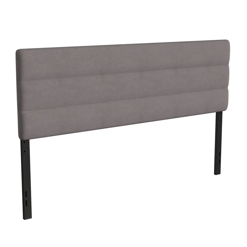 Paxton King Channel Stitched Fabric Upholstered Headboard, Adjustable Height From 44.5" To 57.25" - Gray By Flash Furniture - Gray Fast Shipping