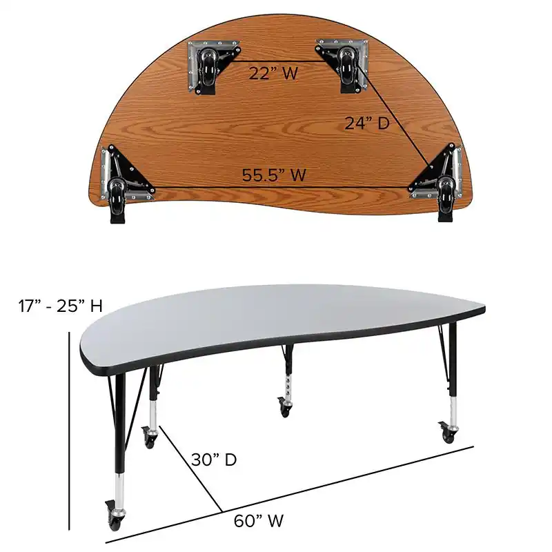 Mobile 86" Oval Wave Collaborative Laminate Activity Table Set With 14" Student Stack Chairs, Oak/Black By Flash Furniture - Oak Price Drop