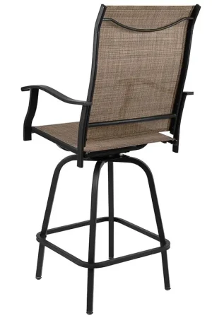 30" All-Weather Patio Swivel Outdoor Stools, Brown, Set Of 2 By Flash Furniture - Brown Money Back Guarantee