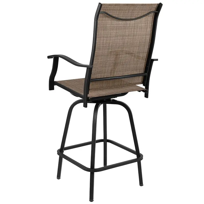 30" All-Weather Patio Swivel Outdoor Stools, Brown, Set Of 2 By Flash Furniture - Brown Money Back Guarantee