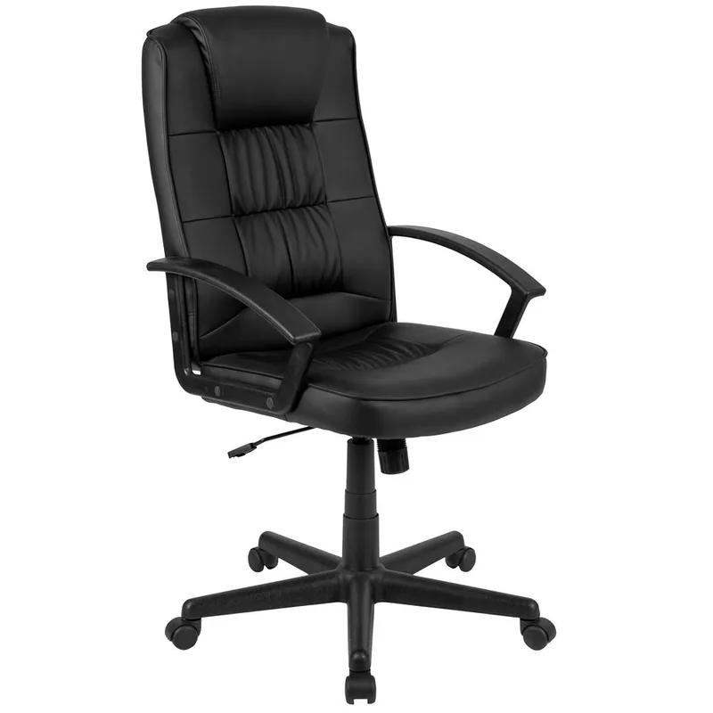 Flash Fundamentals High Back Black Leathersoft-Padded Task Office Chair With Arms, Bifma Certified By Flash Furniture - Black Wholesale