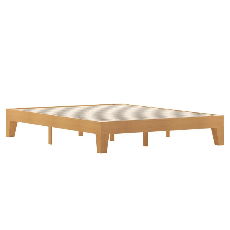 Best Seller Evelyn Natural Pine Finish Solid Wood Queen Platform Bed With Wooden Support Slats, No Box Spring Required By Flash Furniture - Natural