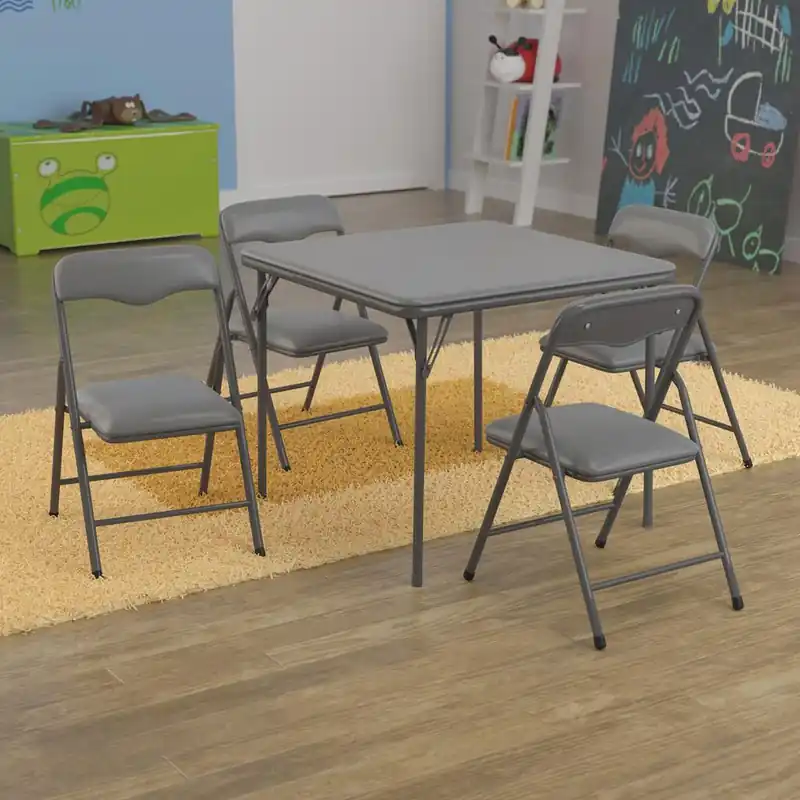 Kids Gray 5 Piece Folding Table And Chair Set By Flash Furniture - Gray Discount
