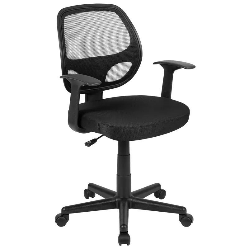 Trending Flash Fundamentals Mid-Back Black Mesh Swivel Ergonomic Task Office Chair With Arms, Bifma Certified By Flash Furniture - Black