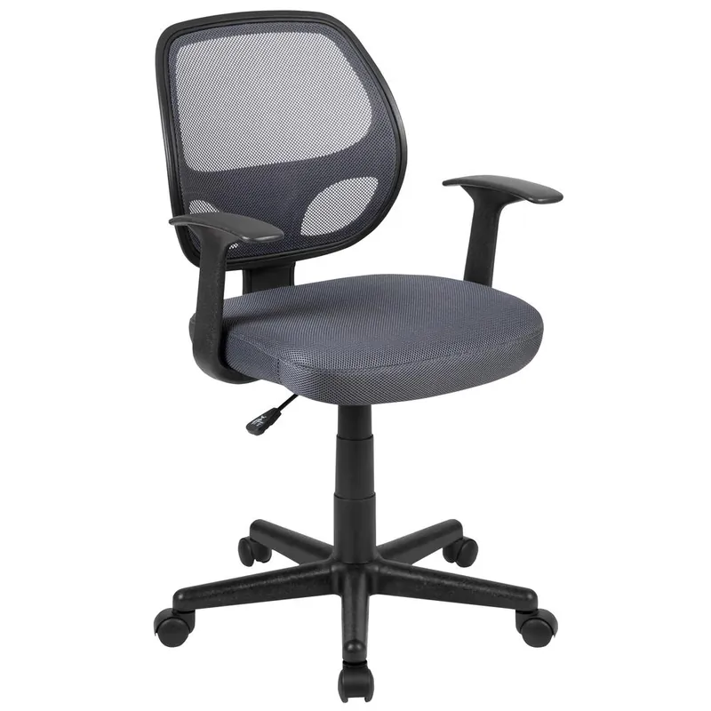 Flash Fundamentals Mid-Back Gray Mesh Swivel Ergonomic Task Office Chair With Arms, Bifma Certified By Flash Furniture - Gray Affordable