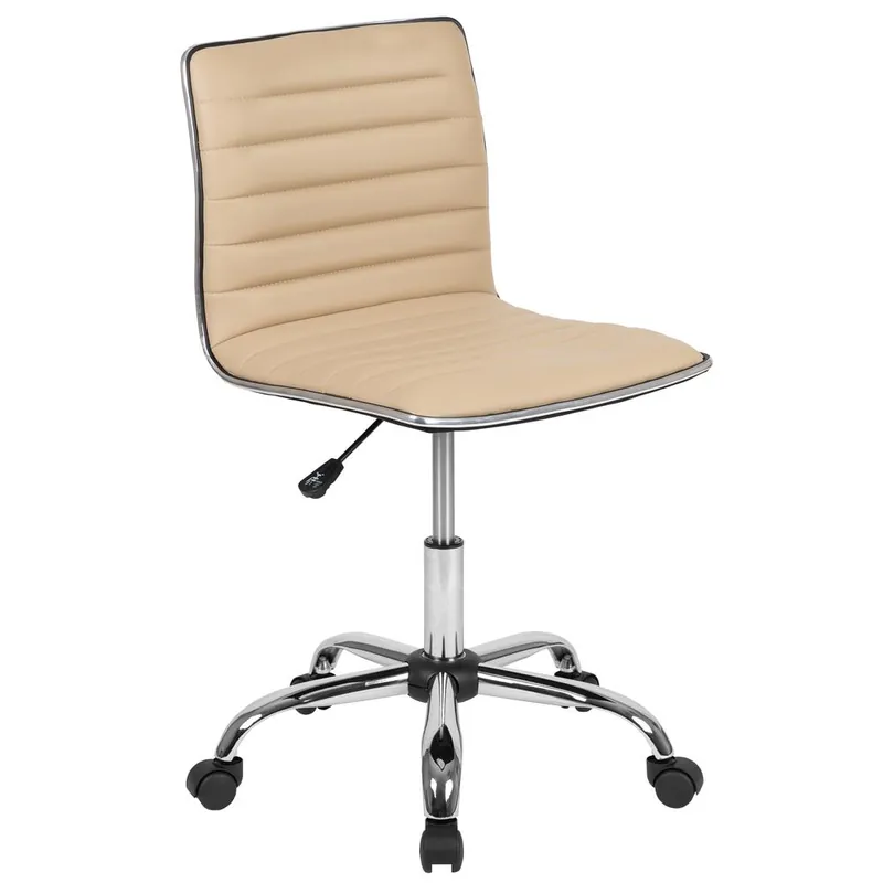 Top Pick Low Back Designer Armless Tan Ribbed Swivel Task Office Chair By Flash Furniture - Tan