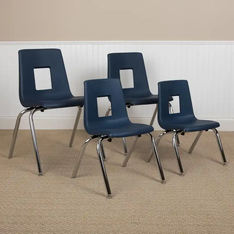 Exclusive Offer Advantage Navy Student Stack School Chair - 12-Inch By Flash Furniture - Navy